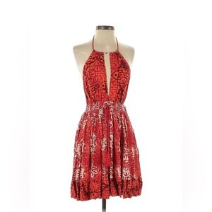 Free People mini cocktail dress, red print, size M